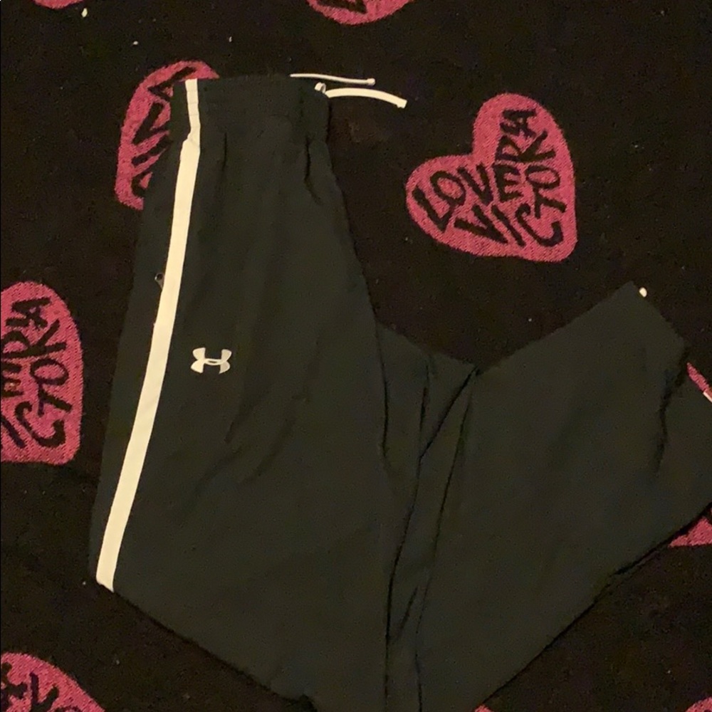 Black and white under armor track pants